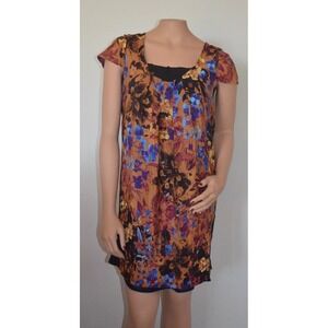 Anthropologie Maeve Pintura Silk Floral Shift Dress Size S Small Multi Color